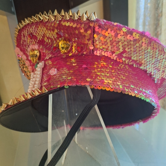 Mom birthday hat or mother's day hat pink and white pearls grand entrance hat. - Picture 2 of 6